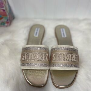 NWT Steve Madden St. Tropez Gold Slide Sandals